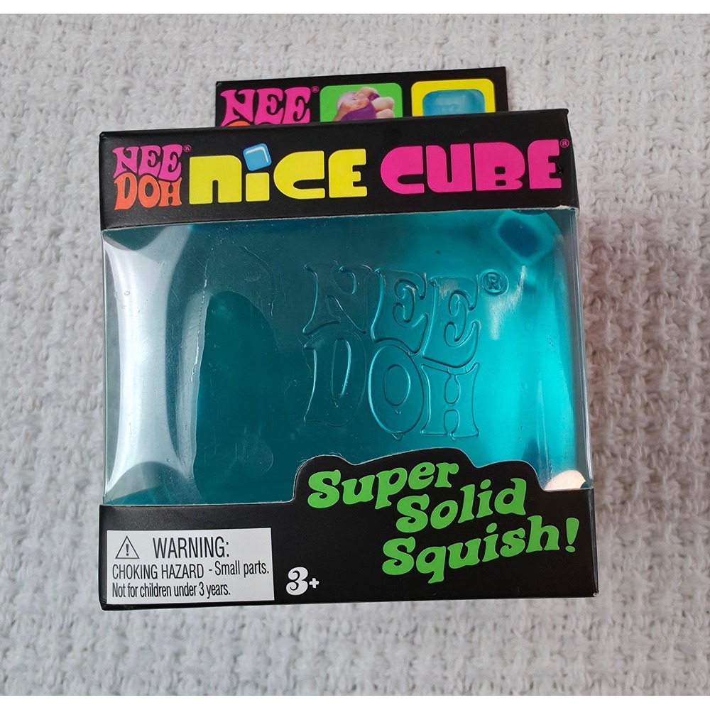 Schylling NeeDoh Nice Cube Squishy Toy Blue Super Solid Squish New